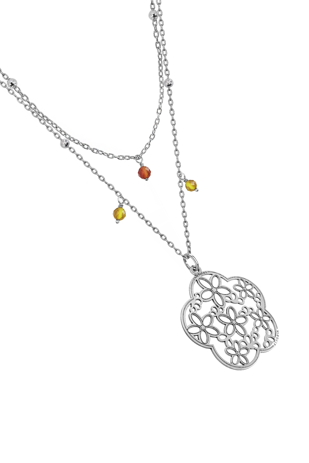 Collar Mujer Plata 925 Deseos Flor Cornalina Citrino Anamora por Tanya Moss