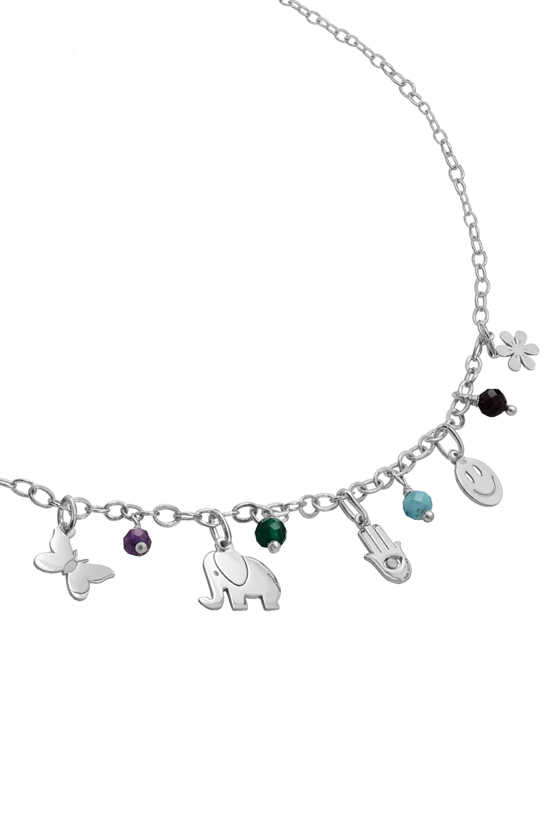 Collar Hippie 5 Charms Con Piedras - Tanya Moss