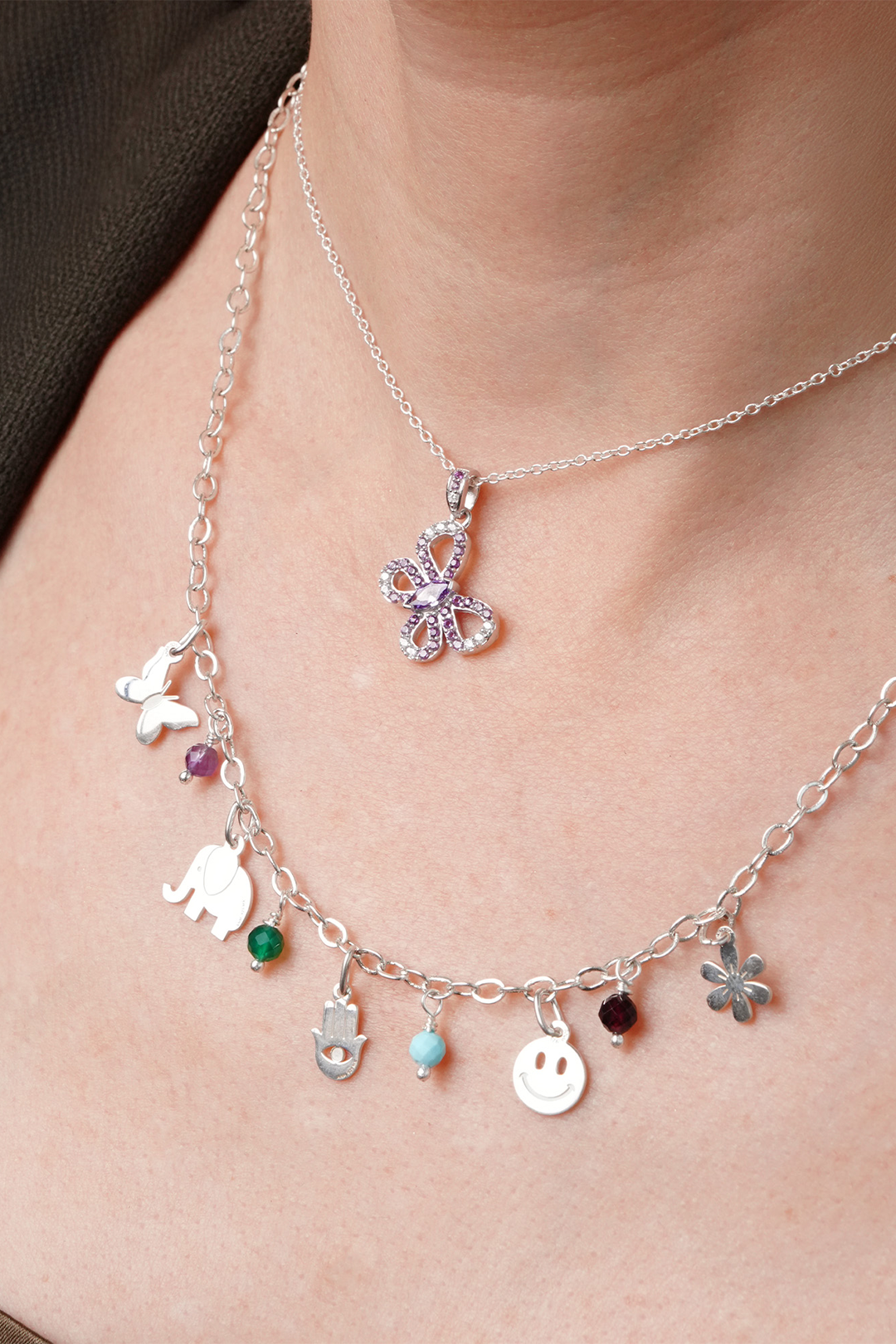 Collar Hippie 5 Charms Con Piedras - Tanya Moss