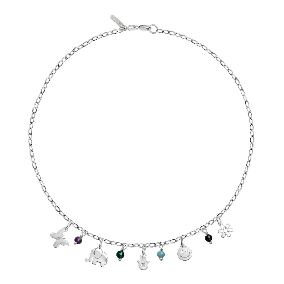 Collar Hippie 5 Charms Con Piedras - Tanya Moss