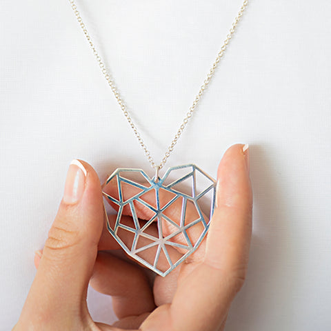 Dije Mujer Plata 925 Origami Corazón Grande Anamora por Tanya Moss