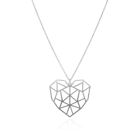 Dije Geometría Corazón Grande Plata Anamora por Tanya Moss