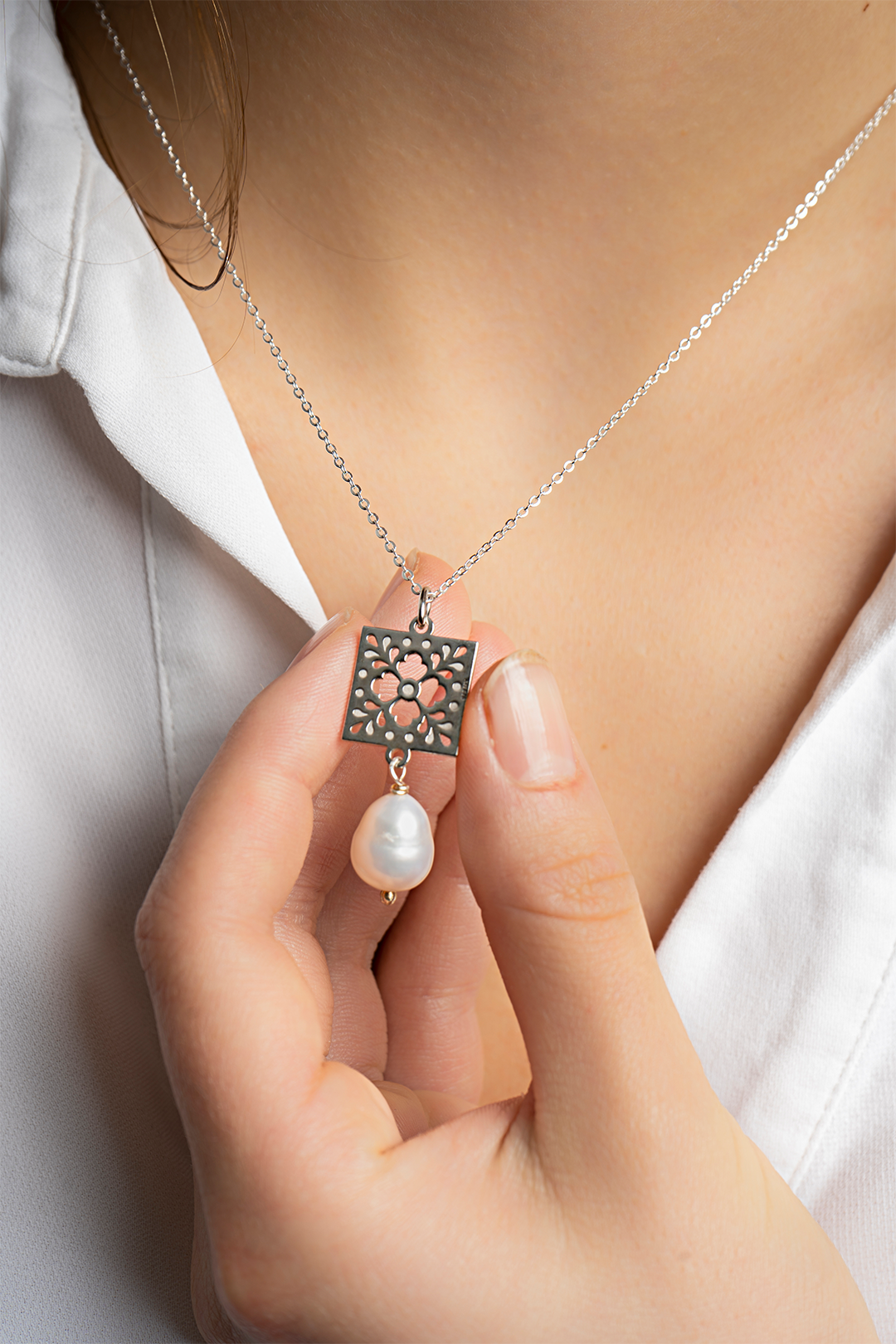 Dije Mujer Plata 925 Azulejos Perla Anamora por Tanya Moss - Tanya Moss