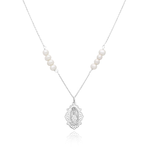 Dije Mujer Plata 925 Religioso Virgen Guadalup Perla Anamora por Tanya Moss