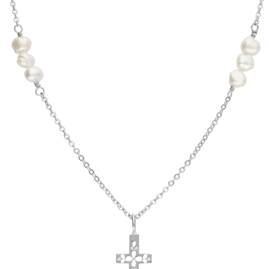 Dije Mujer Plata 925 Religioso Cruz Perlas Anamora por Tanya Moss - Tanya Moss