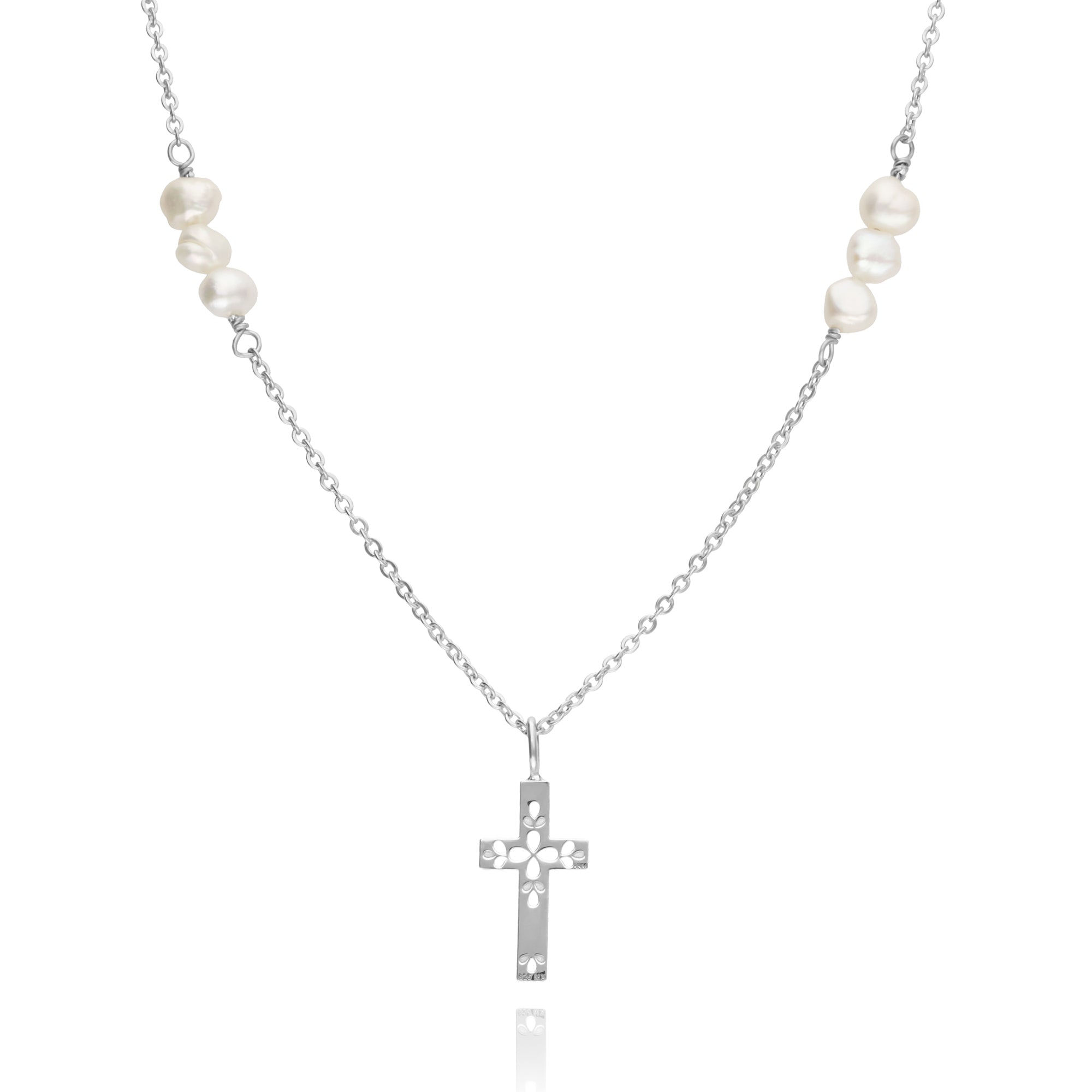 Dije Mujer Plata 925 Religioso Cruz Perlas Anamora por Tanya Moss - Tanya Moss