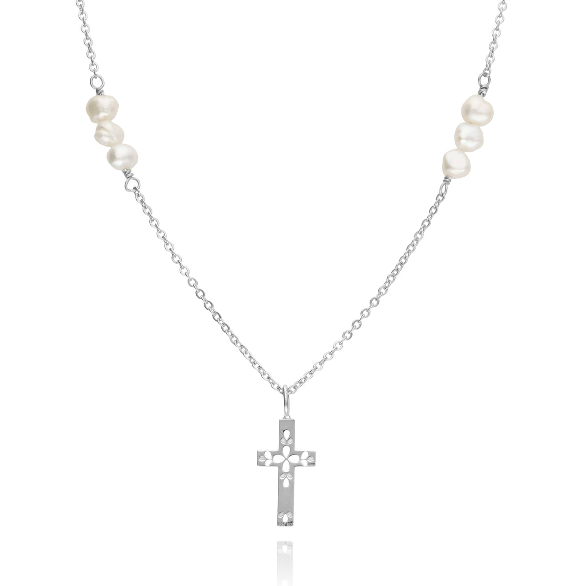 Dije Mujer Plata 925 Religioso Cruz Perlas Anamora por Tanya Moss