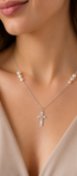 Dije Mujer Plata 925 Religioso Cruz Perlas Anamora por Tanya Moss - Tanya Moss