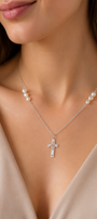 Dije Mujer Plata 925 Religioso Cruz Perlas Anamora por Tanya Moss - Tanya Moss