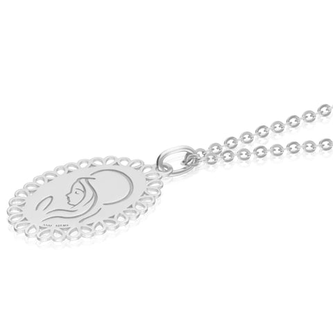 Dije Mujer Plata 925 Religioso Virgen Rezando Perlas Anamora por Tanya Moss