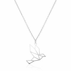 Dije Anamora Pájaro Origami Con Cadena