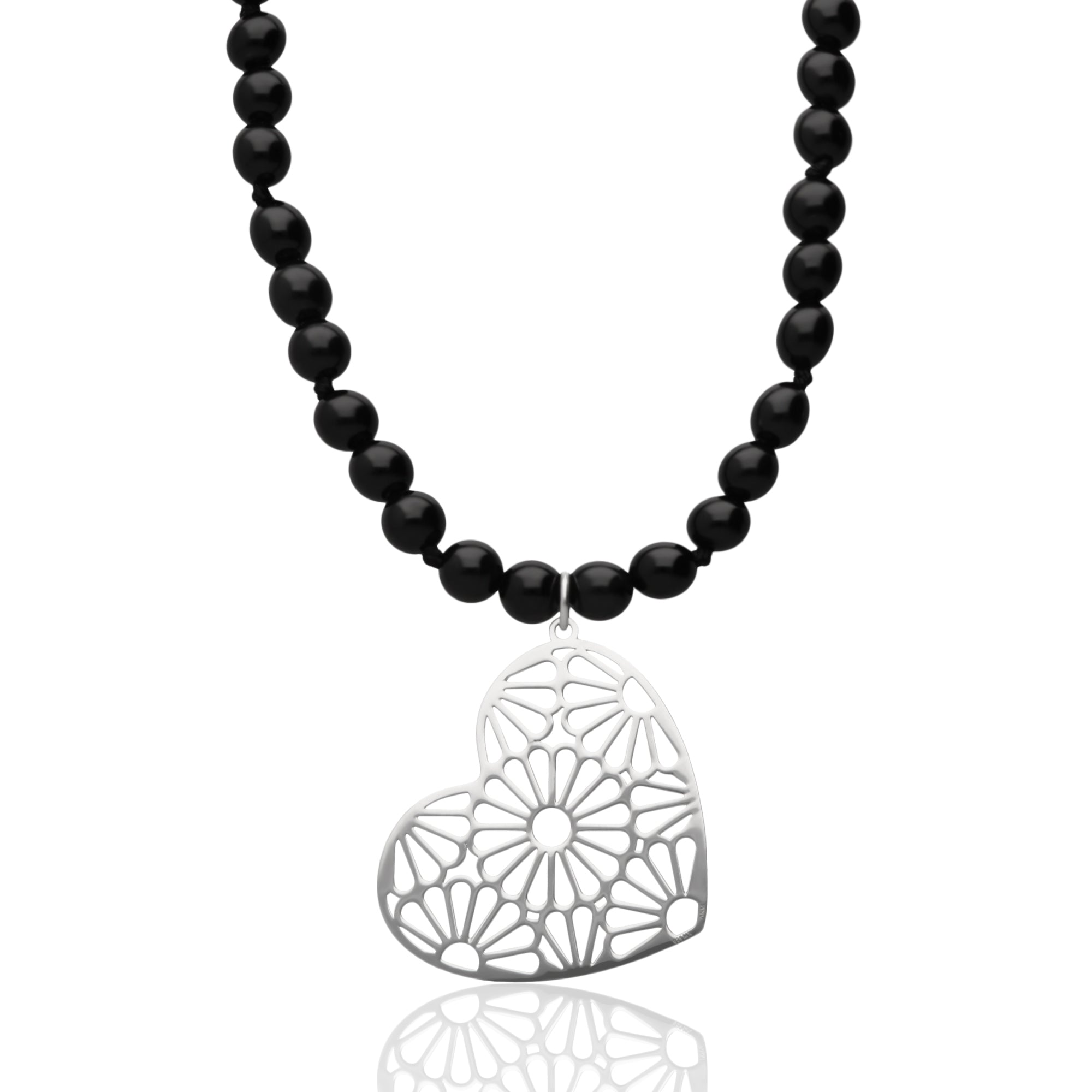 Dije Mujer Plata 925 Barro Negro Corazon Agata Caden Anamora por Tanya Moss - Tanya Moss