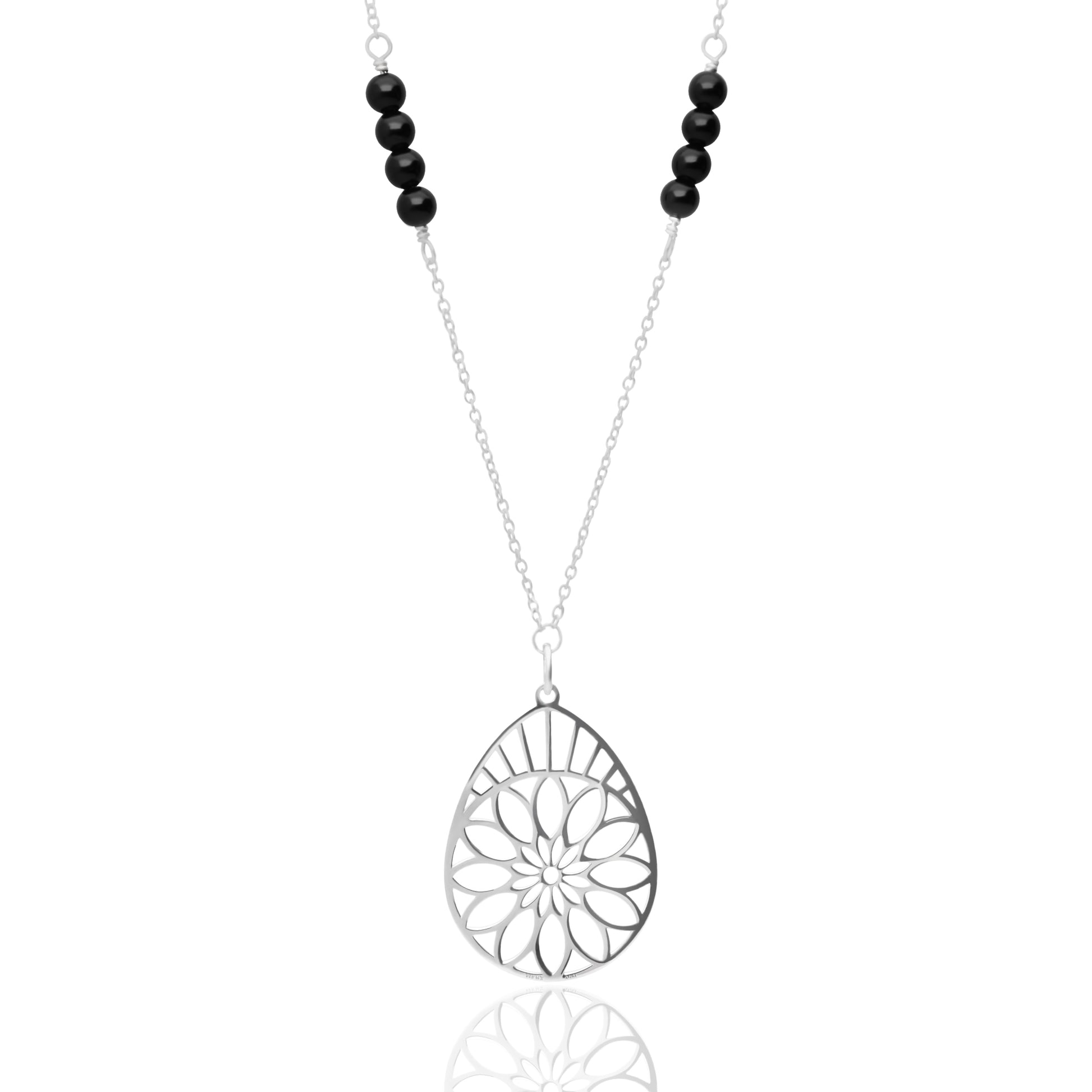 Dije Mujer Plata 925 Barro Negro Gota Agata Cadena Anamora por Tanya Moss - Tanya Moss