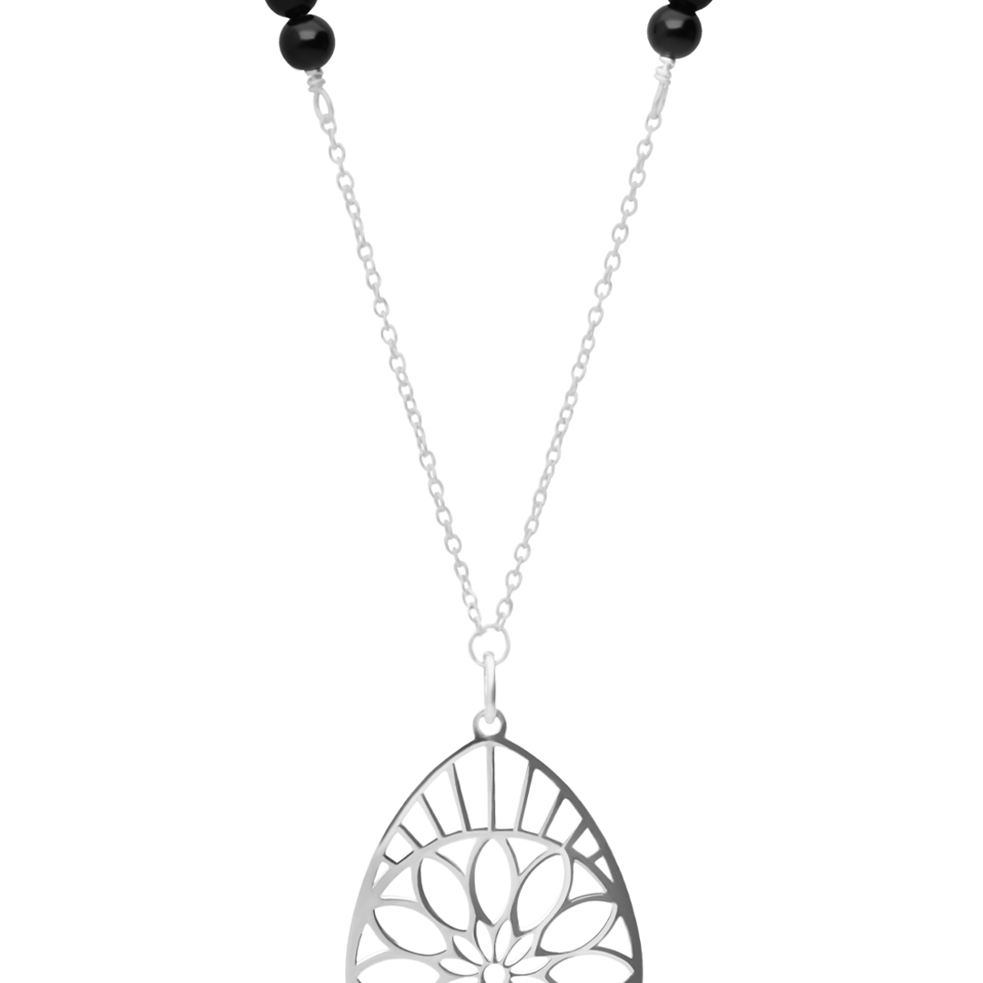 Dije Mujer Plata 925 Barro Negro Gota Agata Cadena Anamora por Tanya Moss - Tanya Moss