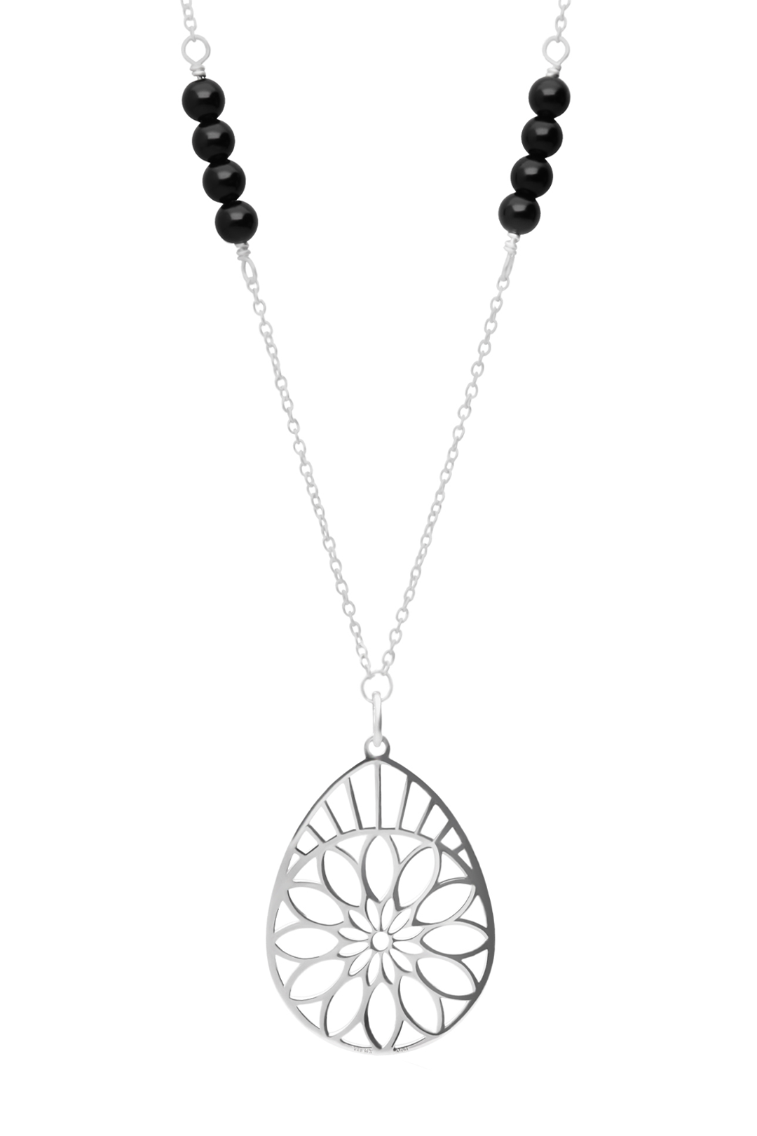 Dije Mujer Plata 925 Barro Negro Gota Agata Cadena Anamora por Tanya Moss - Tanya Moss