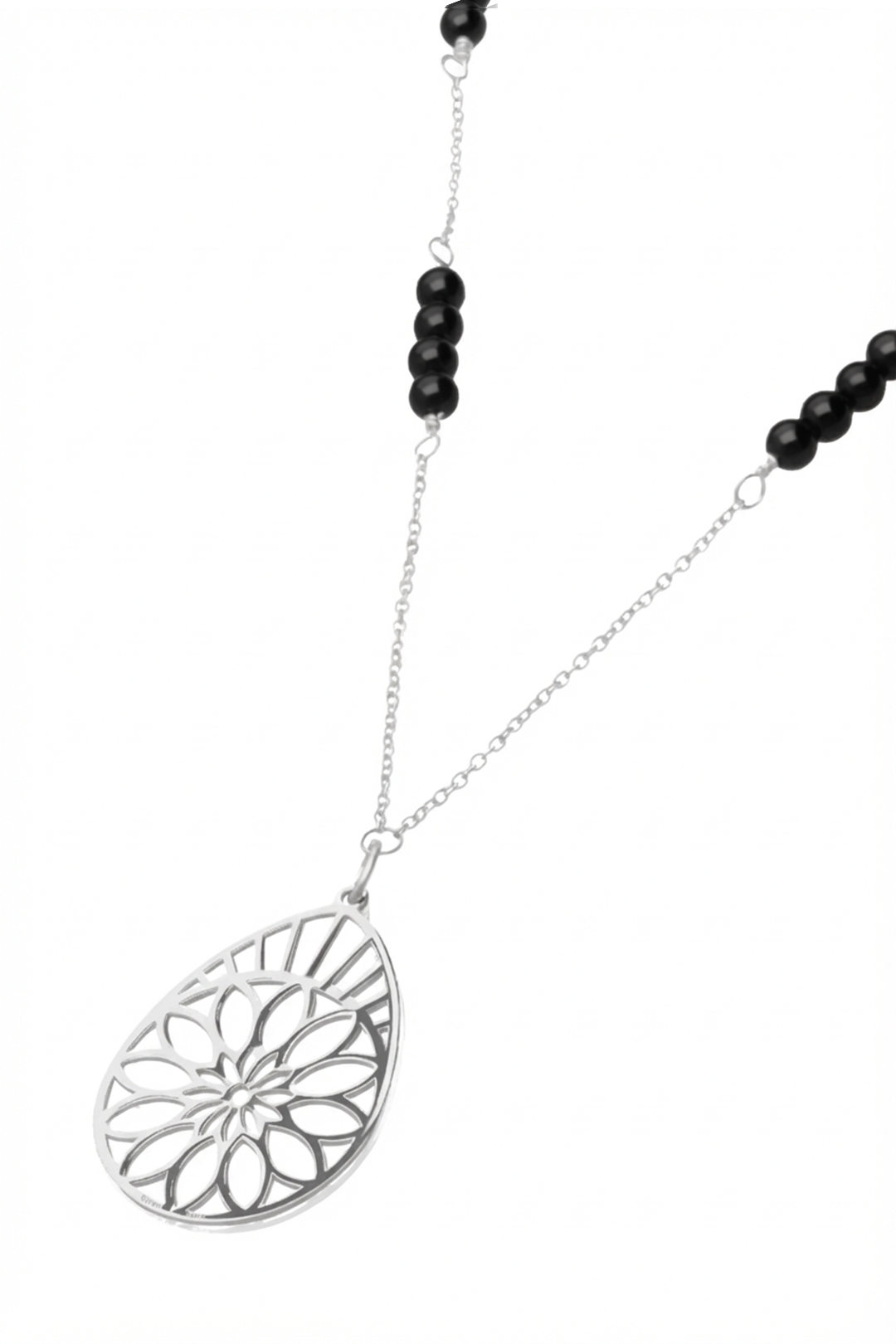 Dije Mujer Plata 925 Barro Negro Gota Agata Cadena Anamora por Tanya Moss - Tanya Moss