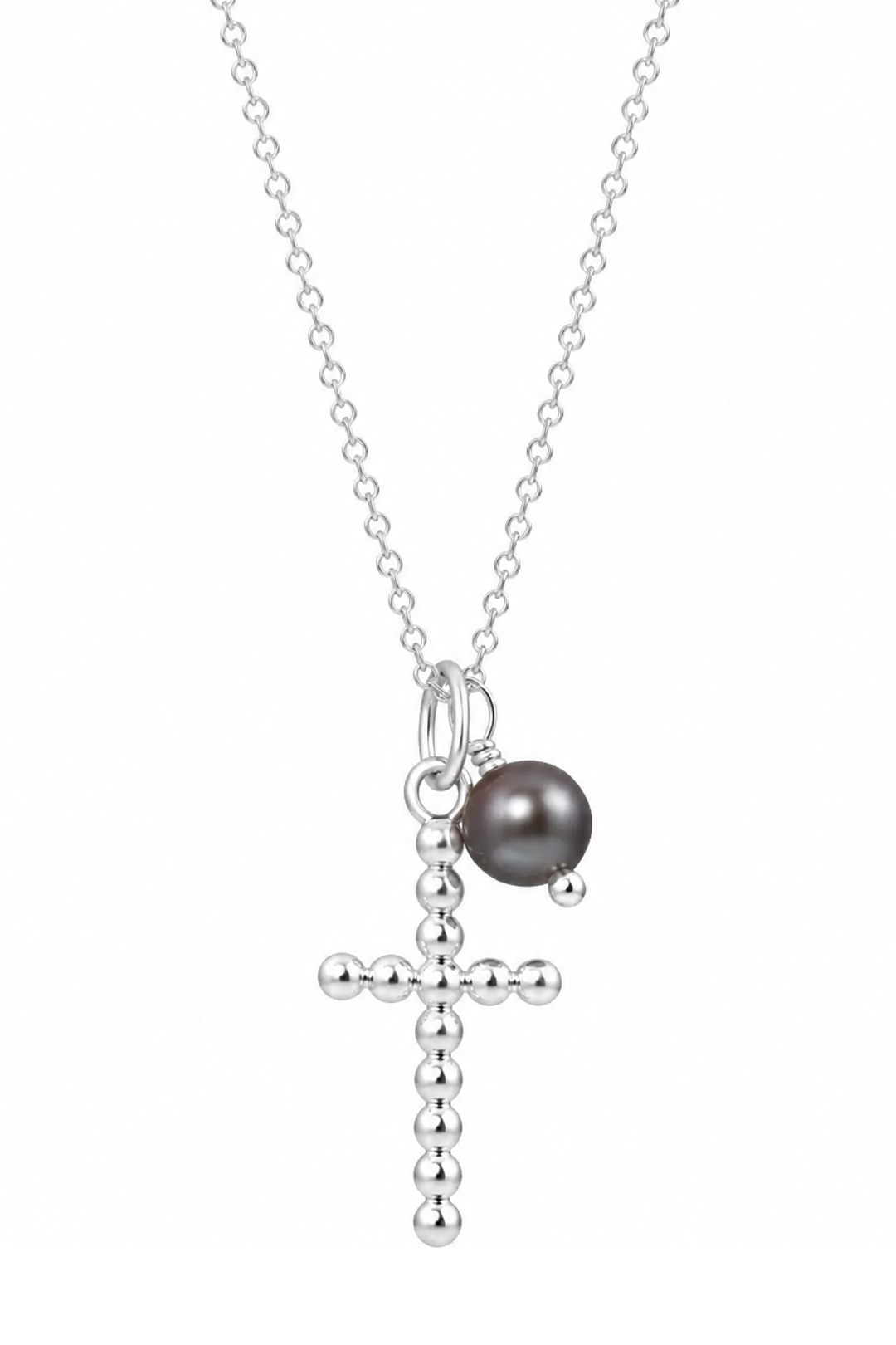 Dije Mujer Plata 925 Religioso Cruz Burbujas Perla Anamora por Tanya Moss