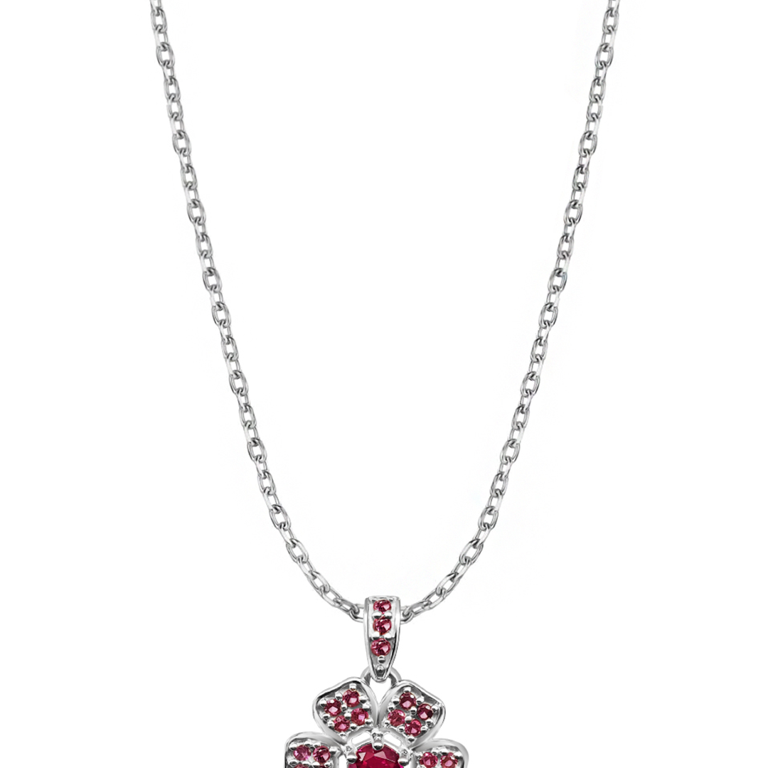 Dije Mujer Plata 925  Flor Rosa Cristales Anamora por Tanya Moss - Tanya Moss