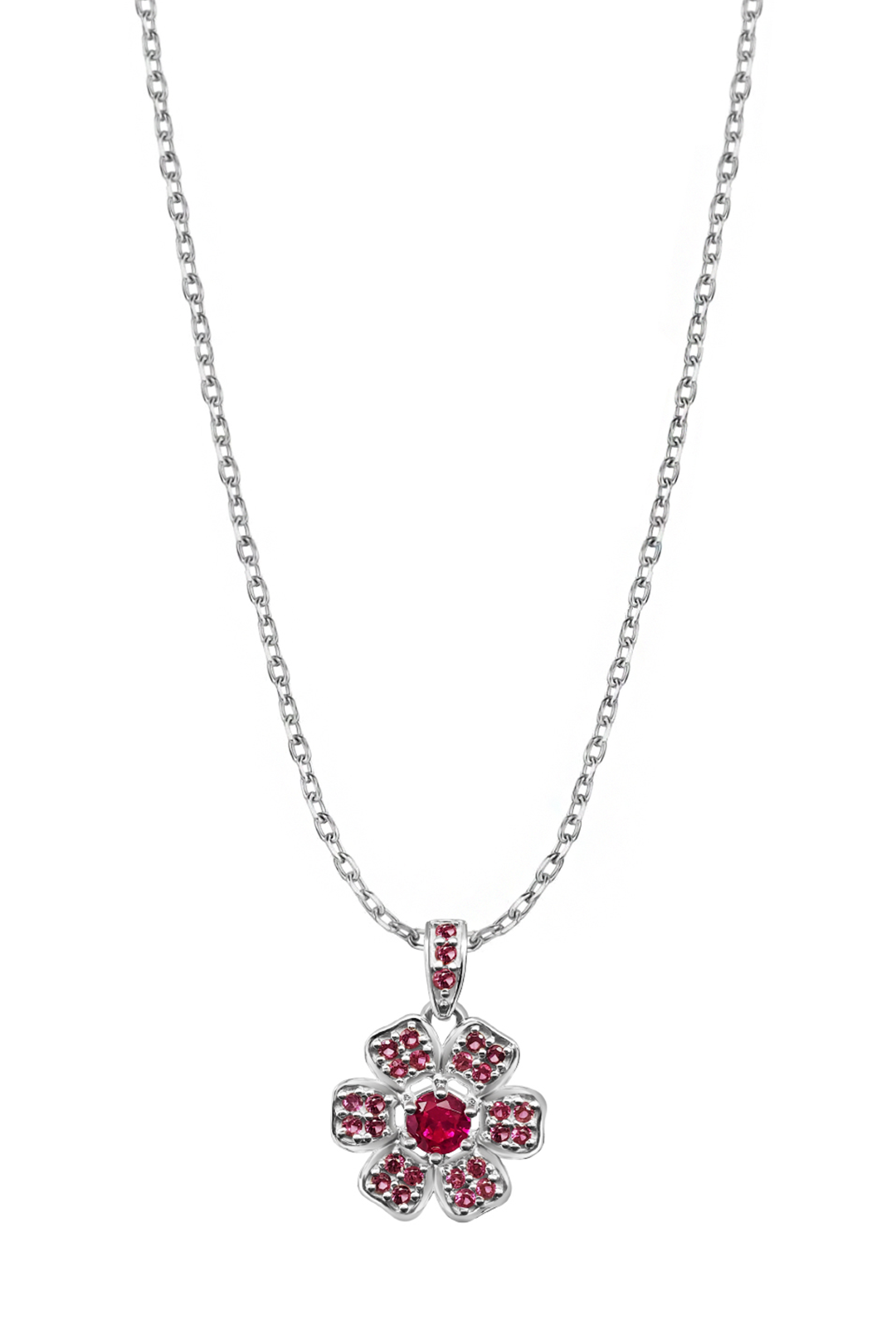 Dije Mujer Plata 925  Flor Rosa Cristales Anamora por Tanya Moss - Tanya Moss