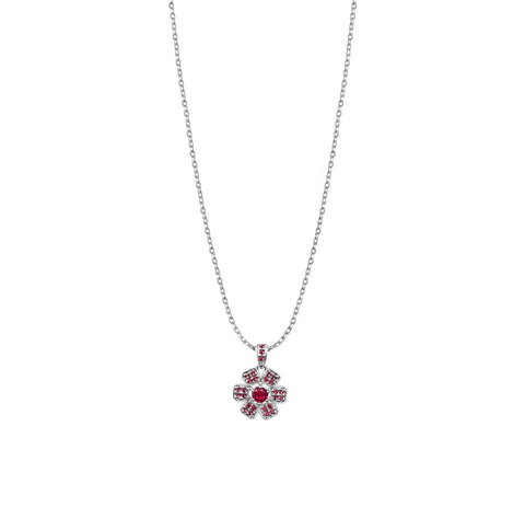Dije Mujer Plata 925  Flor Rosa Cristales Anamora por Tanya Moss