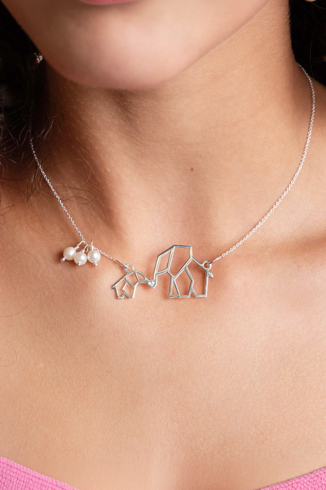 Dije Grande Elefante Origami Mamá e Hijo