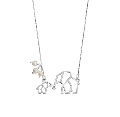 Dije Grande Elefante Origami Mamá e Hijo