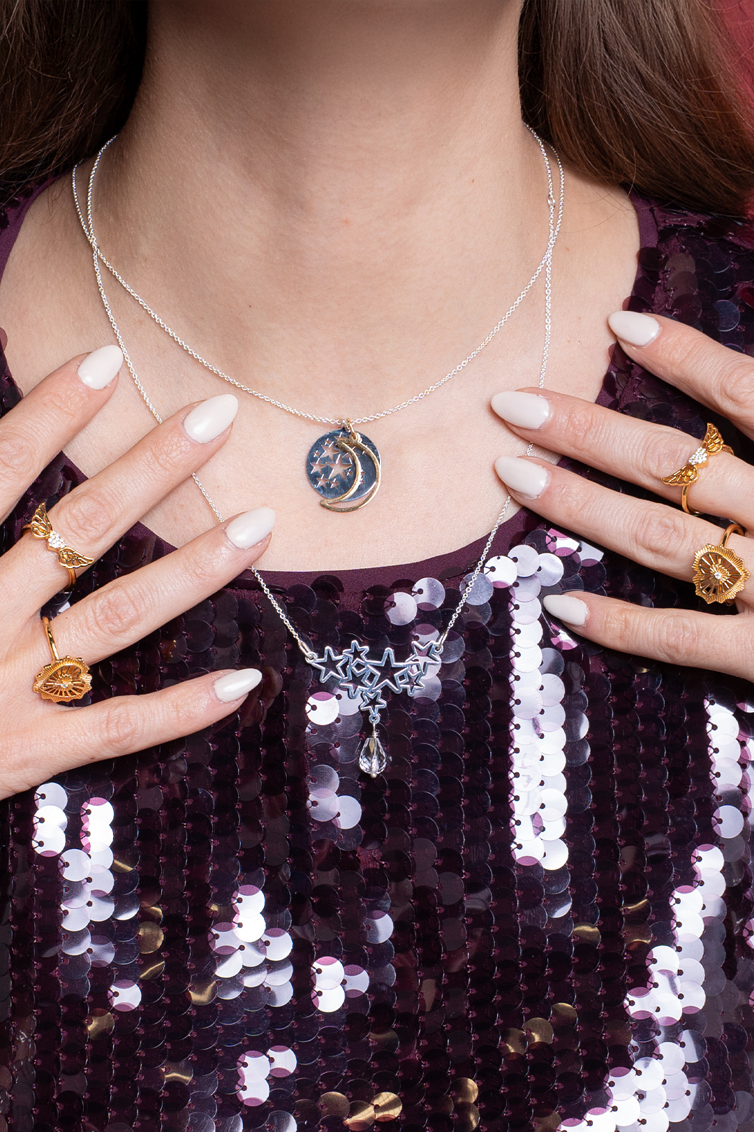 Collar Celeste Estrellas Con Cuarzo Cristal Plata 925 Anamora by Tanya Moss