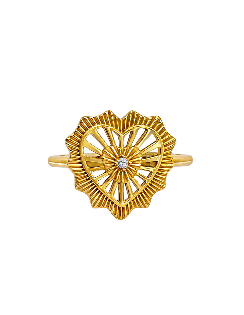 Anillo Corazon Ardiente Con Una Circonia Gde