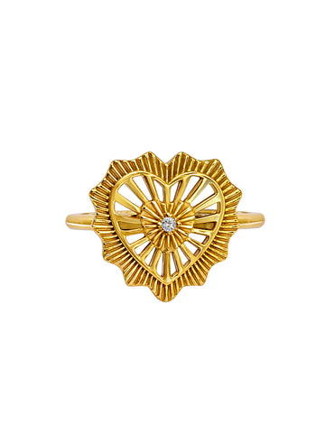 Anillo Corazon Ardiente Con Una Circonia Gde