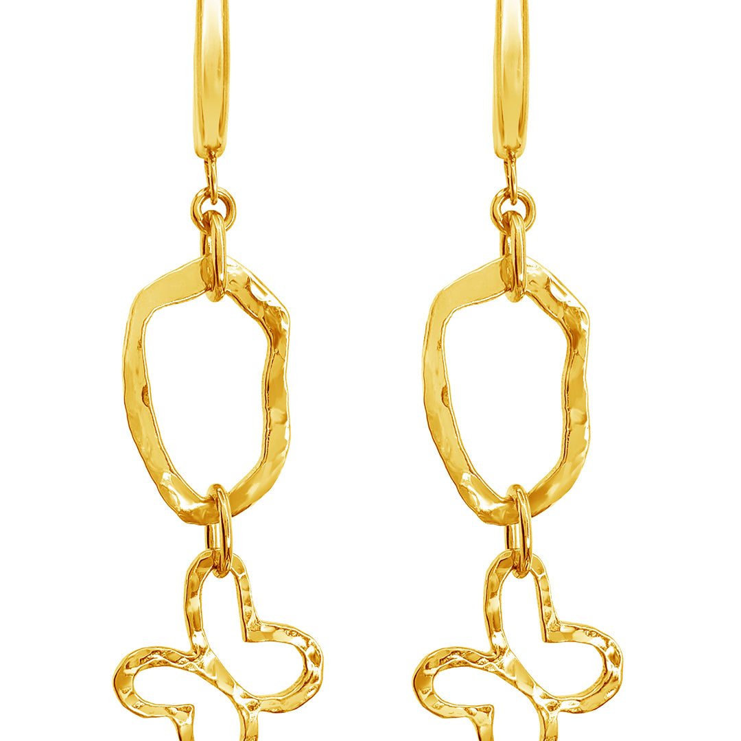 Aretes Plata 925 Liberty Eslabón Mariposa Dorados