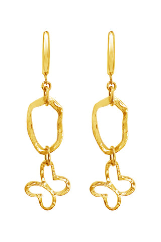 Aretes Mujer Plata 925 Liberty Eslabon Mariposa Dorado
