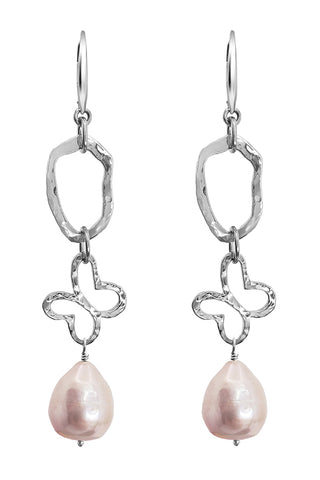 Aretes Mujer Plata 925 Liberty Eslabon Mariposa Perla