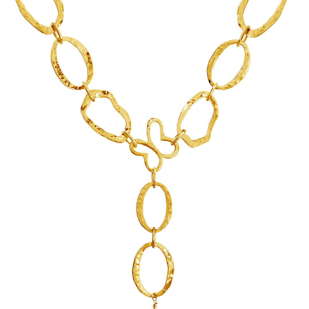 Collar Mujer Plata 925 Liberty Eslabones Mariposa Perla Dorado