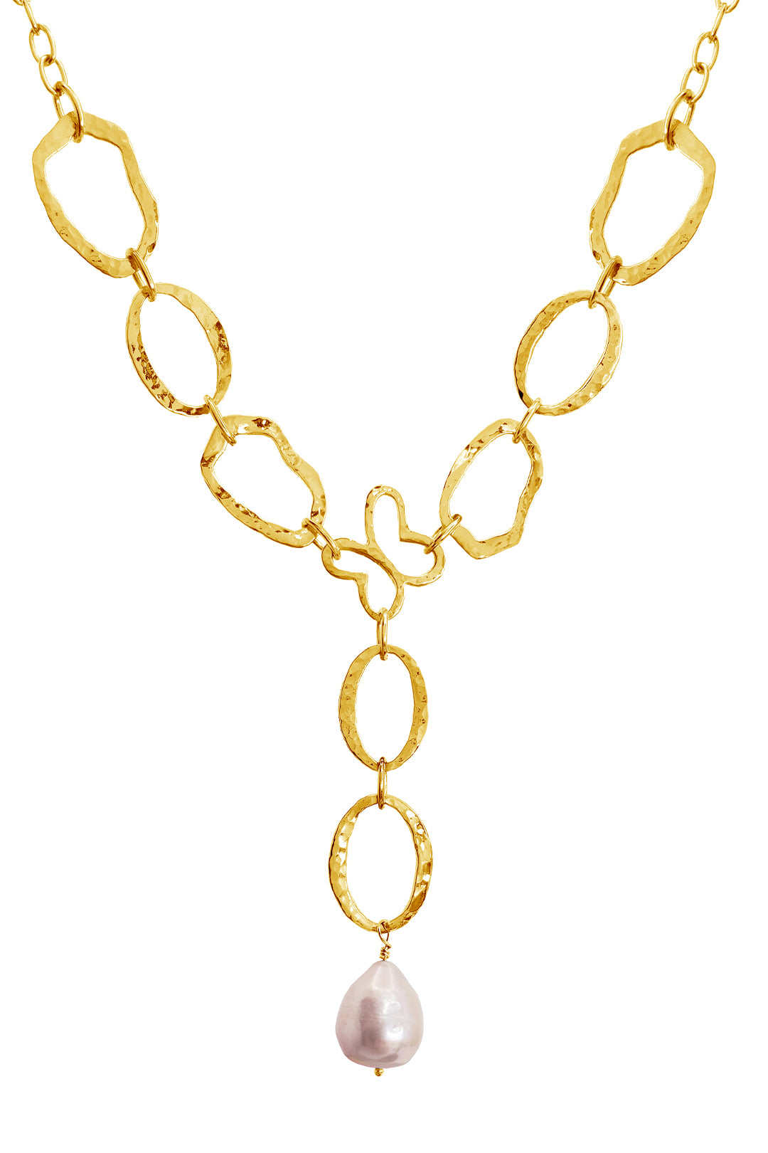 Collar Mujer Plata 925 Liberty Eslabones Mariposa Perla Dorado