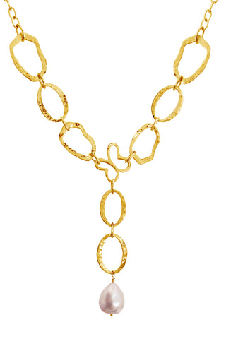 Collar Mujer Plata 925 Liberty Eslabones Mariposa Perla Dorado