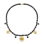 Collar Mujer Plata 925 Magia 3 Charms Lunas Agata Negra Dorado - Tanya Moss