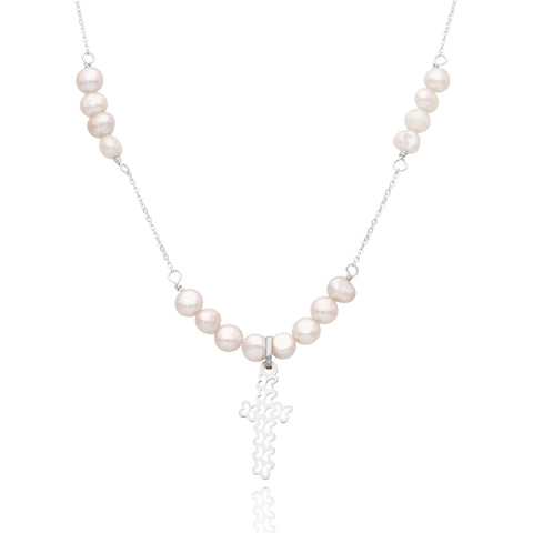 Collar Cruz Con Perlas