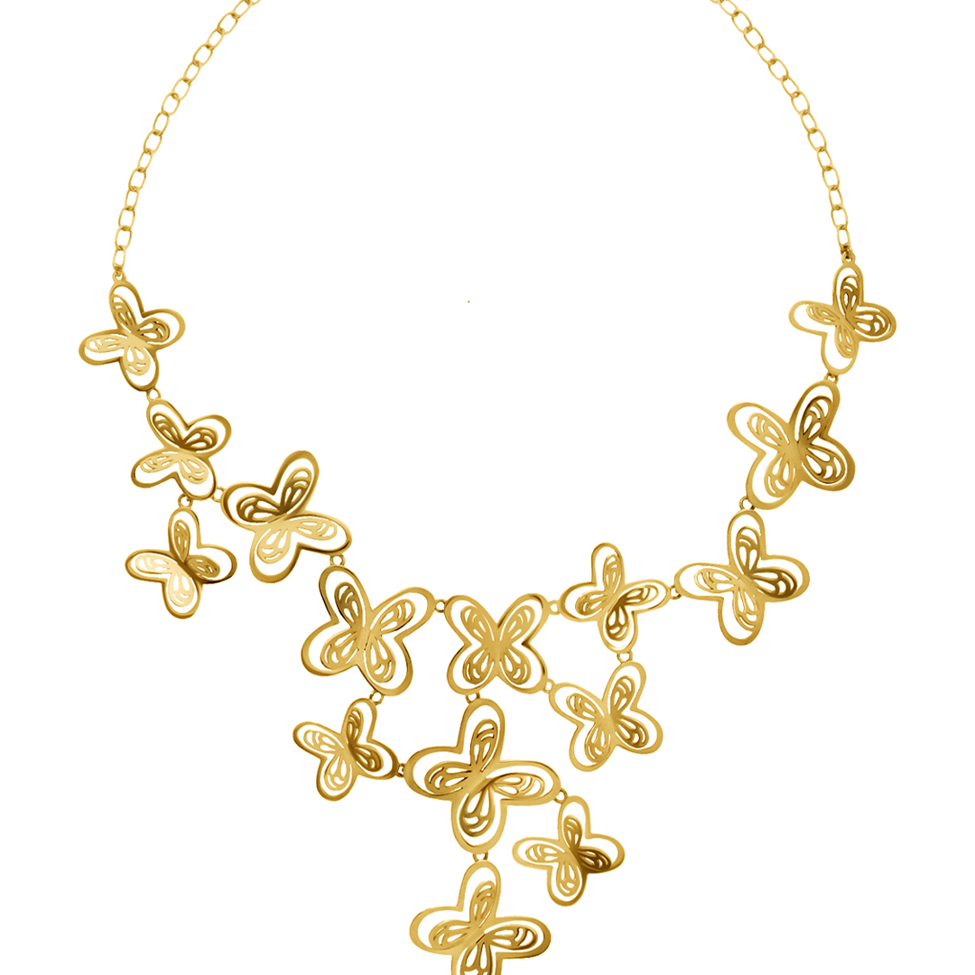 Collar Mujer Plata 925 Aurora 16 Mariposas Dorado - Tanya Moss
