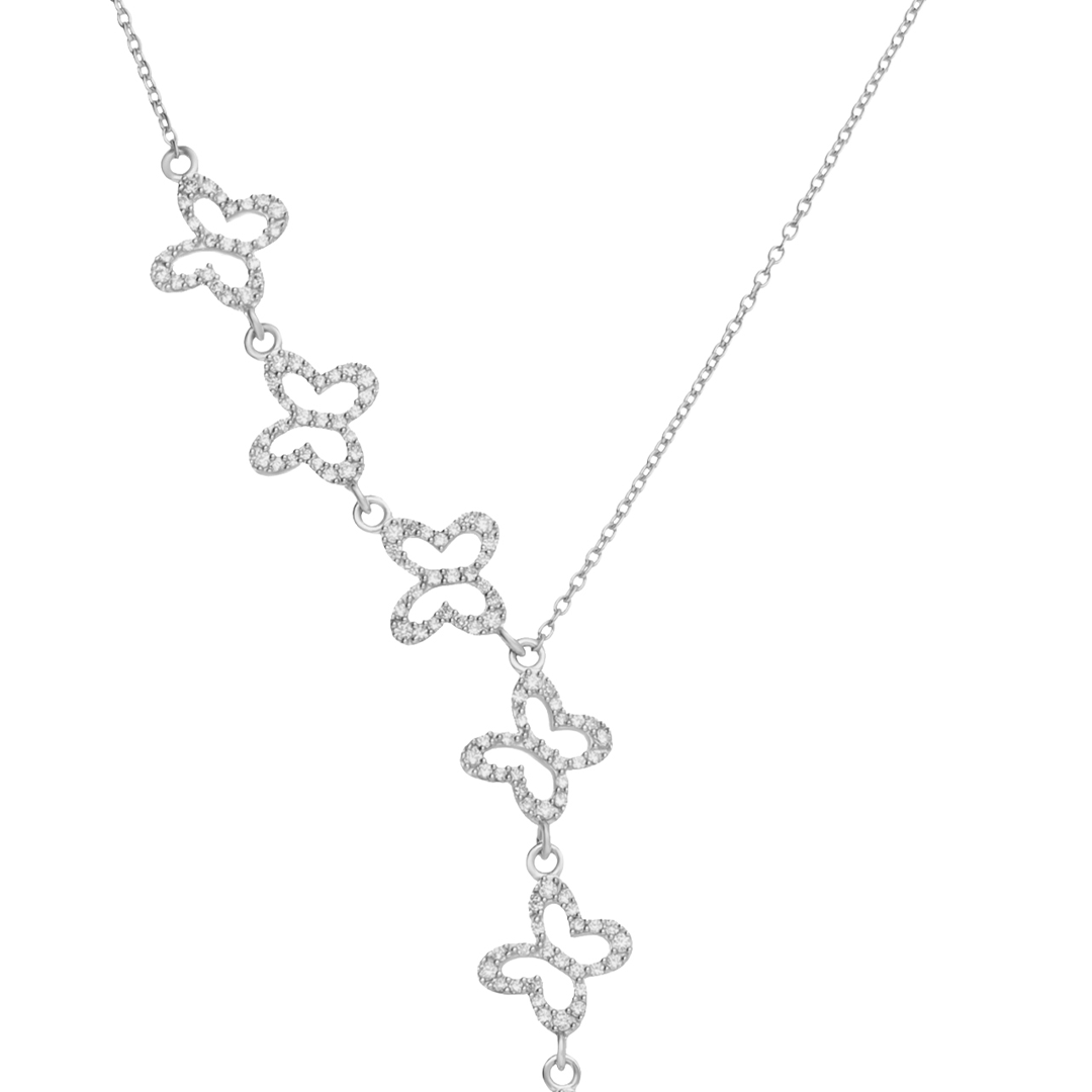 Collar Mujer Plata 925 Lucina Lariat 6 Mariposas Circonia - Tanya Moss