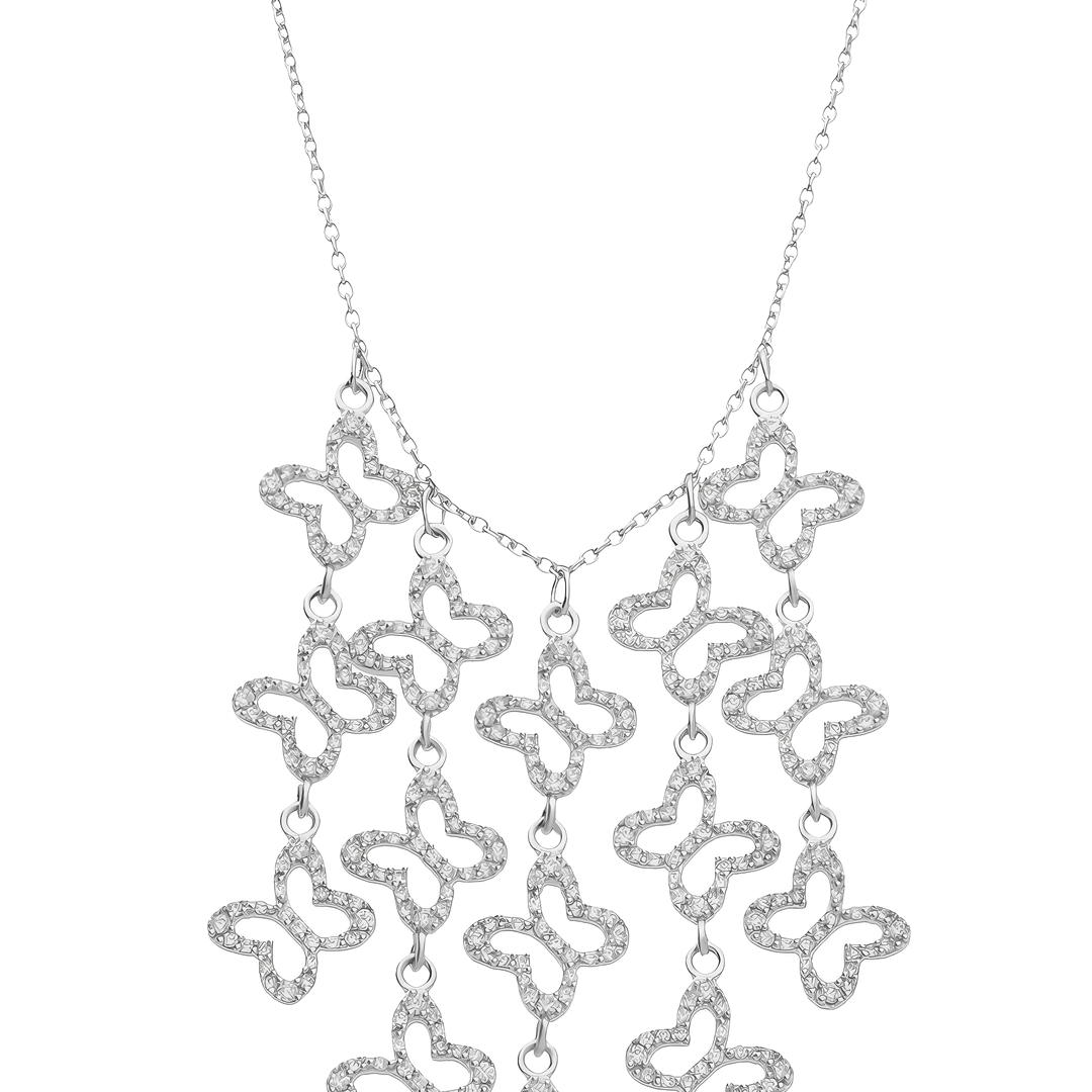 Collar Mujer Plata 925 Lucina Cascada 15 Mariposas Circonia - Tanya Moss
