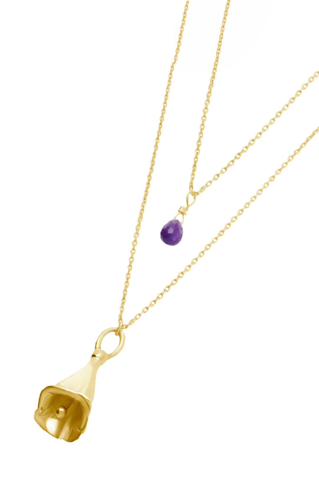 Collar Doble Mujer Plata 925 Jacaranda Flor Amatista Dorado - Tanya Moss