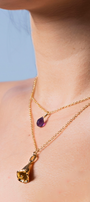 Collar Doble Mujer Plata 925 Jacaranda Flor Amatista Dorado - Tanya Moss