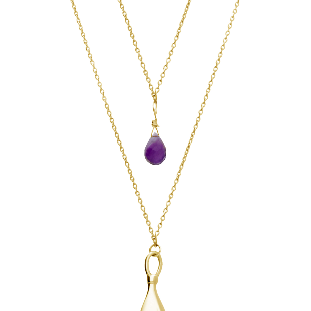 Collar Doble Mujer Plata 925 Jacaranda Flor Amatista Dorado - Tanya Moss
