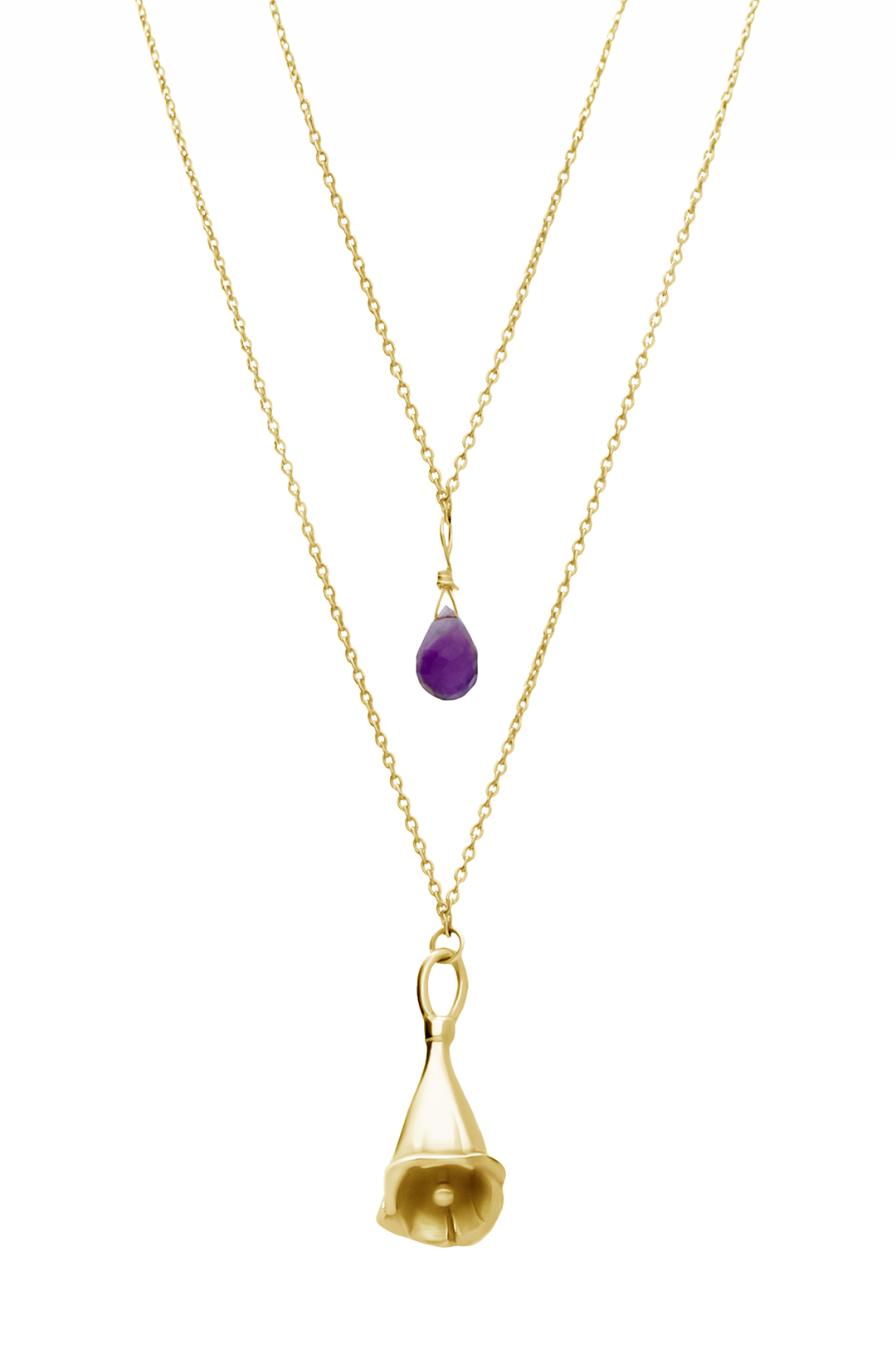 Collar Doble Mujer Plata 925 Jacaranda Flor Amatista Dorado - Tanya Moss