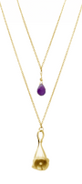 Collar Doble Mujer Plata 925 Jacaranda Flor Amatista Dorado - Tanya Moss