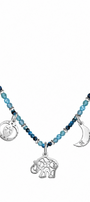Collar Mujer Plata 925 Zen Charms Luna Elefante Astros Apatita