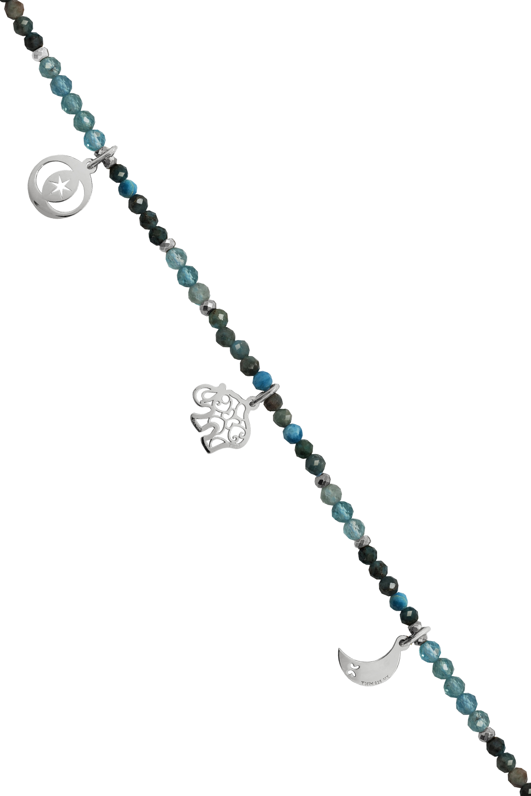 Collar Mujer Plata 925 Zen Charms Luna Elefante Astros Apatita