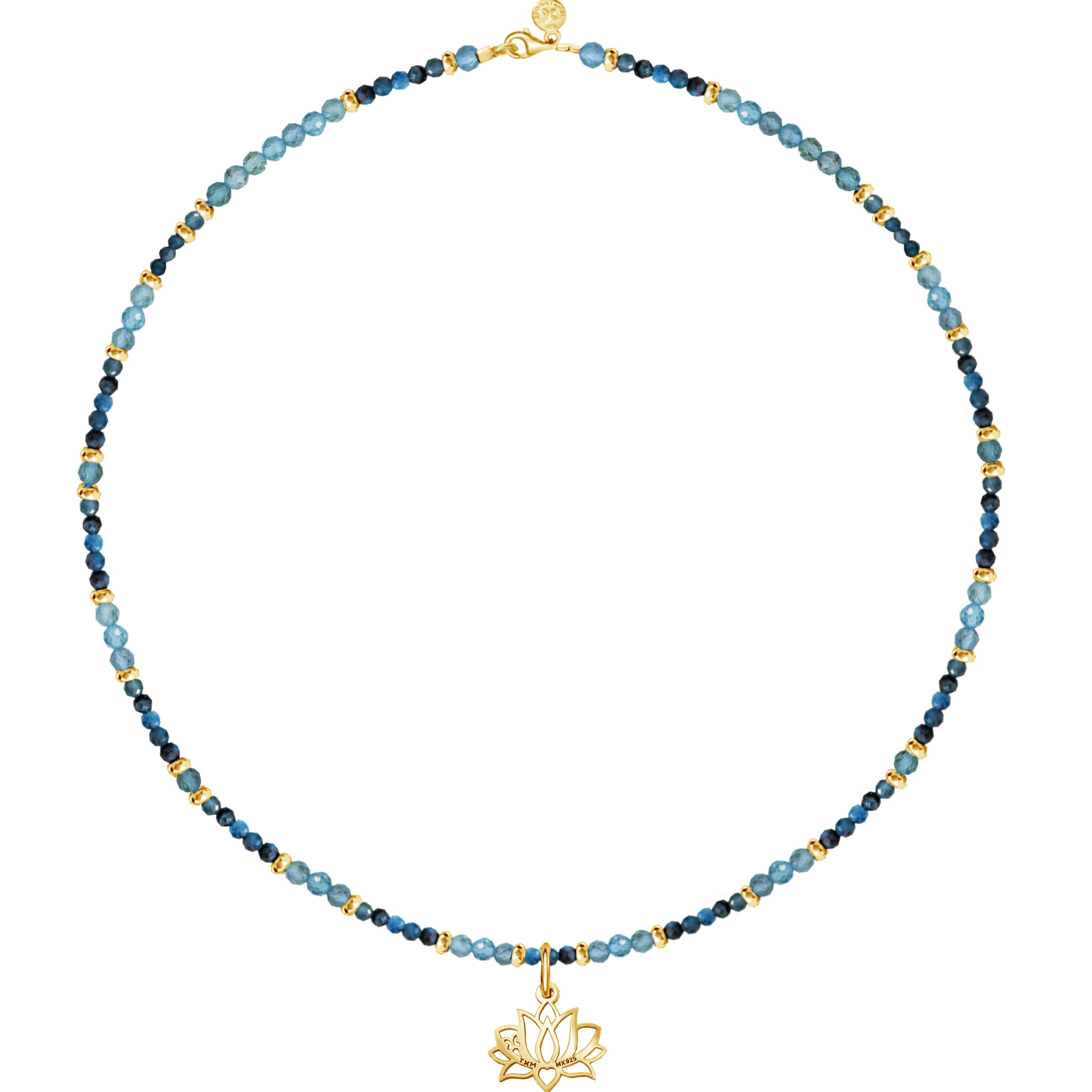 Collar Mujer Plata 925 Zen Charms Luna Elefante Astros Apatita Dorado - Tanya Moss