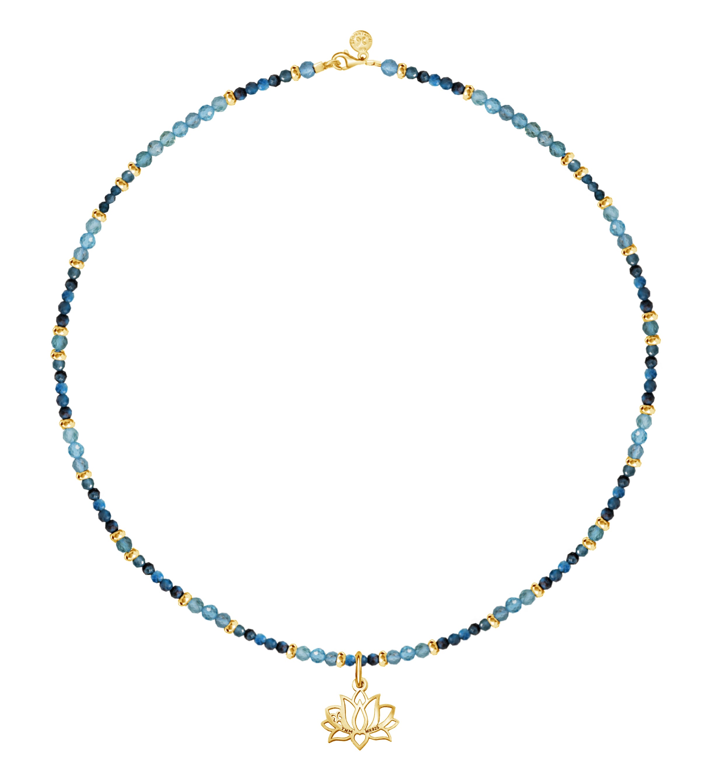 Collar Mujer Plata 925 Zen Charms Luna Elefante Astros Apatita Dorado - Tanya Moss