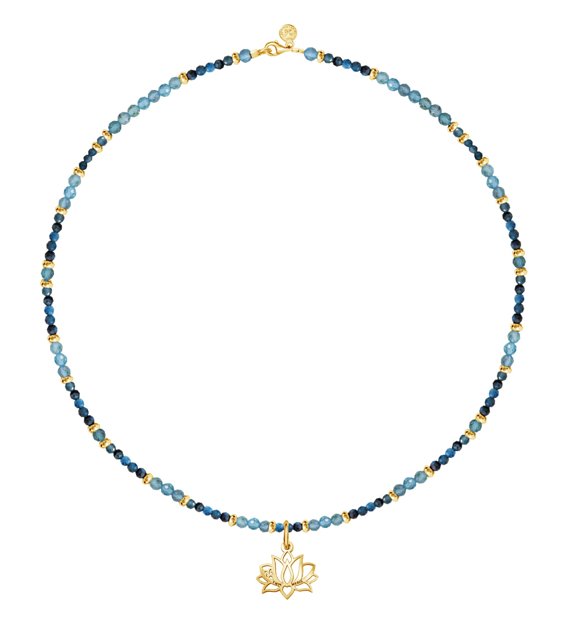 Collar Mujer Plata 925 Zen Charms Luna Elefante Astros Apatita Dorado - Tanya Moss